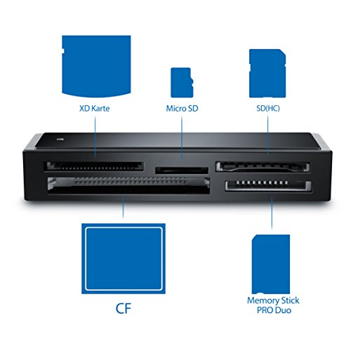 CSL – USB 3.0 Multi Cardreader / Multi-Kartenlesegerät | Super Speed Kartenleser extern | max. 5Gbit/s | parallele Auslesung von mehreren Speicherkarten | Plug & Play | MAC & PC | XD-memory # MS/MS PRO Duo # microSD # microSDHC # microSDXC # SD # SDHC # SDXC # CF # SD/ MicroSD Class 10/ UHS-1 | Power-LED | schwarz - 3