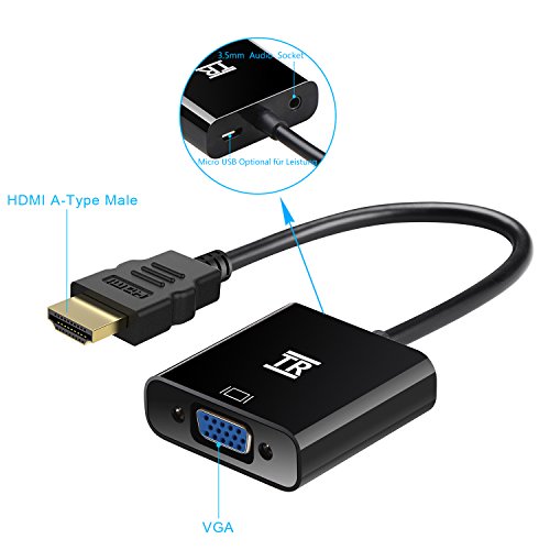 HDMI auf VGA, TechRise Vergoldet 1080P Aktive HDTV HDMI zu VGA Adapter Konverter Kable mit Audio und Micro USB Ladekabel - 2