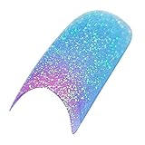 TOOGOO(R) 100 Blue Pink Glitter French False Nail Tips A total of 10 dimensions