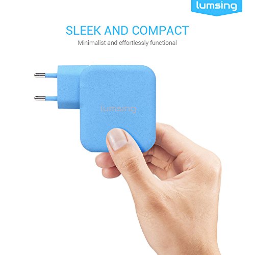 Lumsing Schnellladegerät 4-Port USB Wandladegerät, Wall Charger mit 3 Smart Ports und 1 Quick-Charging Port für iPhone, Samsung, HTC, Nokia iPad, iPod, Nexus usw. – Blau - 5