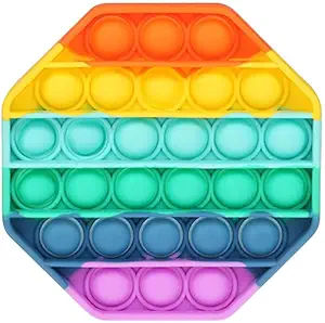 Pop It Fidget Toys,Push Pop Bubble Fidget Sensory Toy,Autism Special Needs Silicone Stress Relief Toy,Great Fidget Toy Sensory Toys Novelty Gifts for Girls Boys Kids Adults (Hexagon Rainbow)
