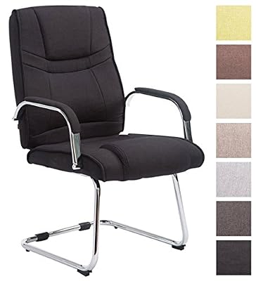 CLP Chaise Cantilever Attila XXL avec Accoudoirs - Fauteuil Oscillant de Bureau en Tissu - Chaise de Salle à Manger Rembourrée Charge Max 180 kg Noir