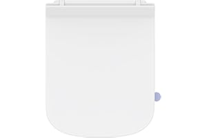 SREWOHS PRO Abattant WC Forme carrée Ultra-mince [COURT], Cuvette Toilette avec Frein de Chute, Lunette WC Blanche, siège de toilette universel de forme carrée, testée jusqu'à 150kg, 42,5 * 34.5CM