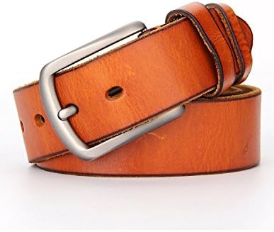 Weinida Mens Full Grain Leather Vegetable Tanned Belt Handmade 38mm 1.5"