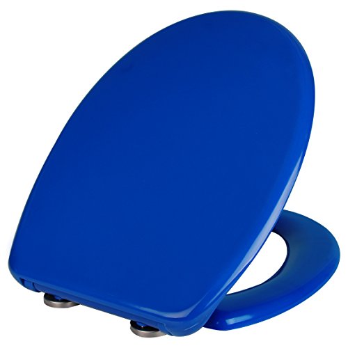 WOLTU WS2597-1 Premium Duroplast WC Sitz, Absenkautomatik, Fast Fix/Schnellbefestigung, Edelstahl-Befestigung mit Knopfdruck, Softclose, Toilettensitz WC Deckel Klobrille(Dunkelblau) - 3