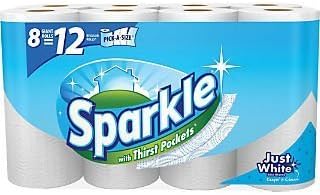Sparkle Pick-A-Size Perforated Paper Towels, White, 107 Towels/ Roll, 8 rolls/pk by SGB