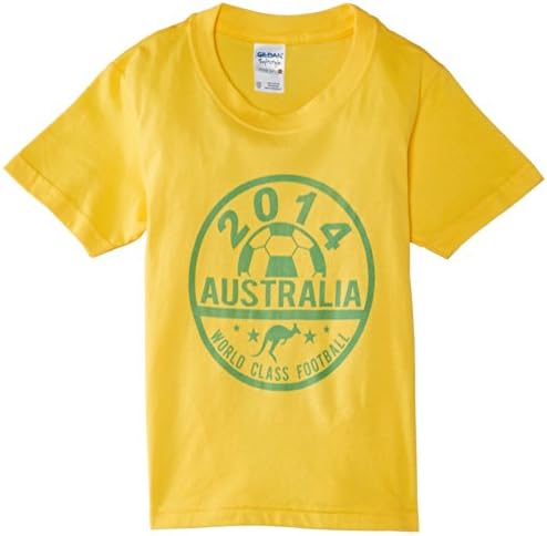 Football Fan Boys Australia Circle Kids Short Sleeve T-Shirt, Yellow, 3 Years