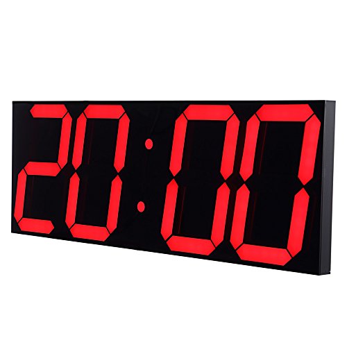 CHKOSDA Fernbedienung Steuern Jumbo digital LED Wanduhr, Multifunktion LED Uhr, Groß Kalender, Minute Alarm Uhr, Countdown LED Uhr, Groß Thermometer, still Uhr (Rot) - 2