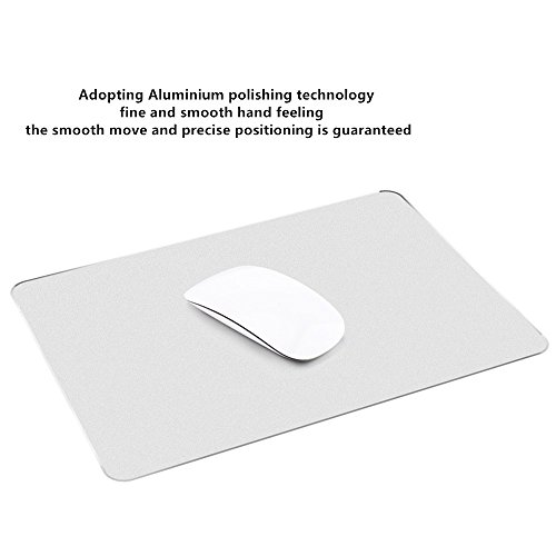 Gaming Maus Pad, jtdeal 3 mm Aluminium Metall Mousepad Mats mit wasserdichter Unterseite aus rutschfestem Gummi und Micro Sandstrahlung Oberfläche, Aluminium, für schnelle und präzise Kontrolle (Silber, 29,2 cm) - 4
