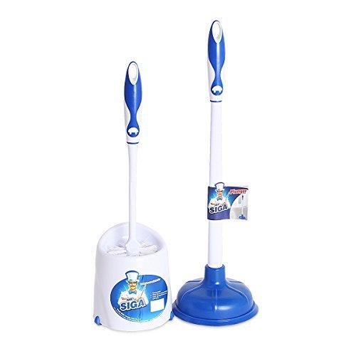 Mr. Siga Badezimmer Combo, Set 2, Dia 15 cm Kolben und WC-Bürste mit Dia 12 cm Bürstenhalter