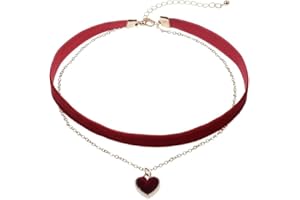 BrambleCo Red Choker Necklace - choker necklaces for women - Adjustable Layered Necklaces
