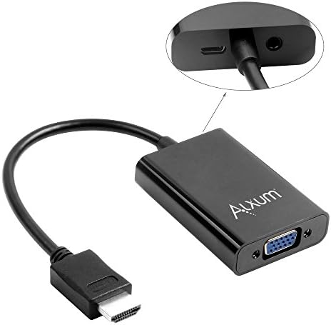Alxum Active HDMI to VGA Adapter 1080P Male to Female Converter with Micro USB Power Port for PC/HD DVD/NoteBook/Laptop to TV for Lenovo, Dell, HP, ASUS and More, Black