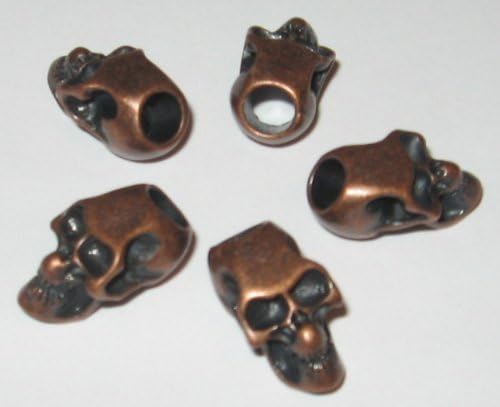 10 Metal Copper Skull Beads for 550 Paracord Bracelets, Lanyards, &amp; Other Projects by IBK Craft Supply
