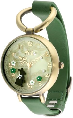 Oh My Lady* Vintage Innovative 3D Miniature, White &amp; Green Flowers, White Lace &amp; Pearls, A Dark Rabbit in the Forest Themed High Qaulity Waterproof Watch with GENUINE LEATHER Strap &amp; Delicate Handcraft Clay Art - Gift Boxed