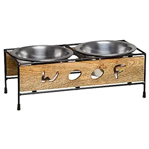 Loving Pets Black Label Woof Cut Raised Diner, Wood, 1 Quart