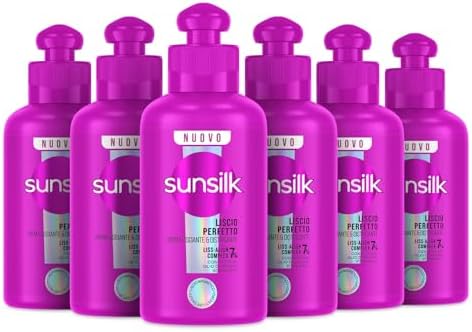 Sunsilk, Crema Lisciante & Districante Liscio Perfetto, Crema Capelli Senza Risciacquo Anti Crespo, Formula con 7% LISS-ALIGN COMPLEX con Biotina, Olio di Argan e Vitamina C, 6 Pezzi da 200 ml