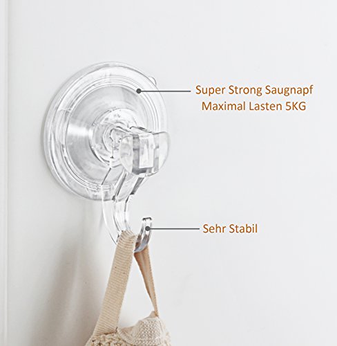 GlobaLink® durchsichtige stark sorgkräfte saugnapf [Aufhänger mit starker Saugkraft, hohe Tragfähigkeit] leichter, großer Wandhaken für Ihr Badzimmer, Küche usw. [2 pack] - 3