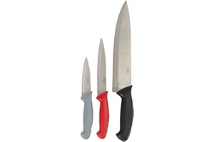 Gers Equipement Pradel Héritage, couteau cuisine, set de couteaux de cuisine, 3 pièces, couteau chef 20cm, couteau multi service 13,5cm, couteau office 9 cm, lames inox 532868, Noir