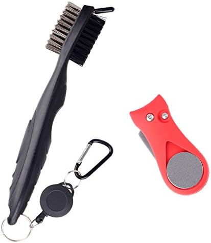 WISHLAND Golf Divot Tool + Golf Club Brush Set,Deep Clean Iron Grooves and Magnet Ball-marker, Easily mark the Golf Place, Lightweight Portable and Foldable