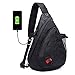 Produktbild Luxury-uk Casual Sport Umhängetasche Herren Casual Polyester Brusttasche mit USB Ladeanschluss Outdoor Freizeit Große Kapazität Schulter Rucksack (Camouflage Schwarz)