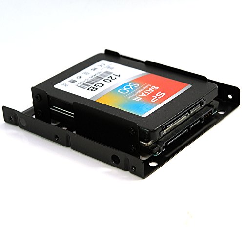 Rhombutech® Einbaurahmen für 2x 2,5 Zoll Festplatten oder SSD auf 3,5 Zoll – Metall – sehr stabil – optimiert für SSD – Halterung Schienen inkl. 12x Befestigungsschrauben - 3