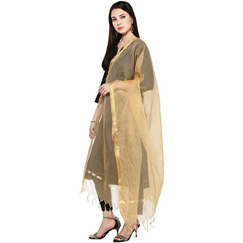 Dupatta Bazaar Women's Silk Dupatta (Gold_Free Size)