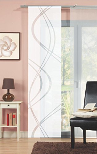 Home Fashion 88662 | 3er-Set Schiebegardinen TIBERIO | Scherli blickdicht & transparent | wollweiß | 245×60 cm (Joanna) - 3