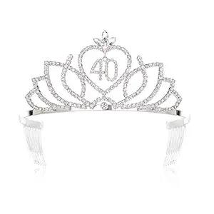40Th Birthday, Silver: Dczerong 40Th Birthday Queen Tiara Crown Women 40Th Birthday Tiara Crowns Silver