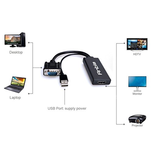 Anble VGA Adapter Konverter 1080p Video Auf HDMI Kabel Vom Desktop/ Laptop/ PC/ Notebook/ PC/ HD TV-box zu HDTV/ Monitor/ Projektor - 6