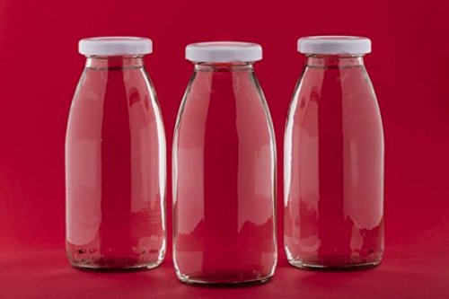 slkfactory 15 Smoothie Bouteille Bouteilles en Verre Vide A 250 ML Mil jus Bouteilles Liqueur Bouteilles De Lait en Verre avec Couvercle Fermeture Blanc remplir soi-même de la
