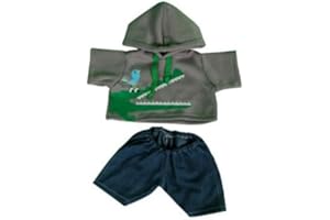 SPLODGE TEDDY PARTIES Ropa de Oso de Peluche: Sudadera con Capucha y Conjunto de Vaqueros de cocodrilo. Tamaño del Oso: 40 cm - Oso no Incluido