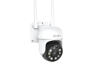 REIGY 5MP Telecamera IP WIFI Esterno 360 Gradi, PT Videocamera Sorveglianza da Esterno Impermeabile Super Night Vision Allarme APP Compatibile con iOS/Android