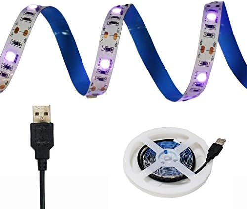 FFNW USB Operated UV Black Lights LED Strip 2M/6.6ft 5050 SMD 395nm-405nm BlackLight for Sterilization, Fluorescent, PC, Poster, DJ, Party, Room Decor