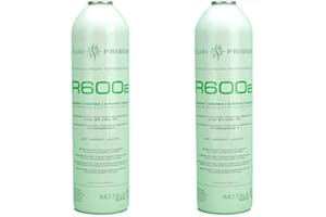 REPORSHOP - Gas Refrigerante R600a - 2 Botellas de 420 g - Gas Isobutano para Refrigeradores - Compatible con la mayoría de Frigoríficos, Armarios Fríos, Botelleros, Freezer - Alta Eficiencia