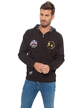 805003B Felpa da uomo Huntington polo club mod. Manhattan colore Nero con zip. MEDIA WAVE store ®