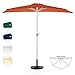 Produktbild Nexos GM35098_SL Komplett-Set Sonnenschirm Terracotta Halb-Schirm Balkonschirm Wandschirm halbrund 2,70m mit passendem Schirmständer und Schirmschutzhülle, Orange, 270 x 140 x 235 cm
