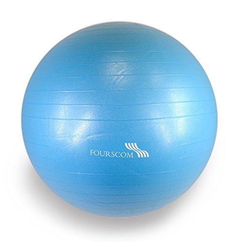 FOURSCOM® Gymnastikball mit Pumpe 50CM/ 60CM/ 70CM Berstsicher Fitnessball Yoga Ball Dunkelgrau/ Pink/ Blau