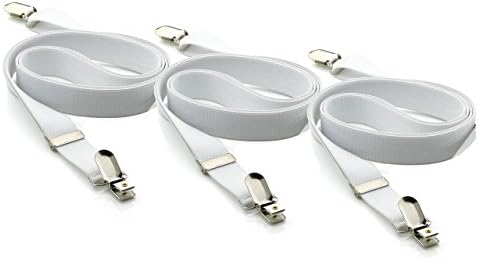 DESERMO Bedsheet Straps, Fasteners with extra stabile holder clips to keep Sheets in place I elastic up to 50 inches long I criss-cross adjustable Suspenders with Grippers for a better sleep (3 pcs)