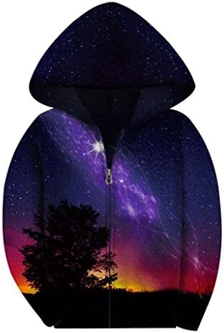 COIKNAVS Boys' Kids Galaxy Teen Zipper Hoody Fleece Full Zip Up Hoodie 4-15Y NO4 L