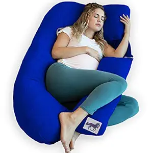 Blue Horse Microfiber Solid Modern U Shape Maternity/Pregnancy Pillow for Pregnant Women - Pack of 1 (Nevy Blue)