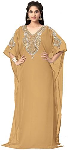 onlinekaftanstore OKS Women's Kaftan Farasha Maxi Dress N17- Beige