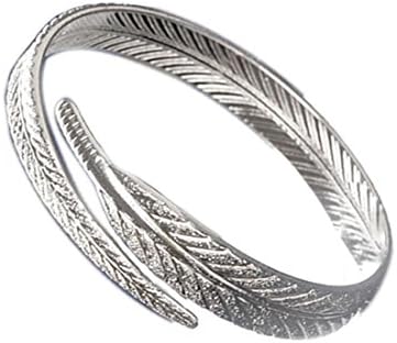 Moonuy Women's Silver Bracelet,New Fashion Jewelry Plated Feather Open Cuff Bangle