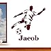 Personalised Footballer Boys Name Football Sport Wall Art Sticker - Childrens Art Vinyl Decal Transfer, Bedroom, Playroom, Lounge, Easy to Apply, Free Applicator, Easy Peel - Please Message Us With Your Required Name (Please Choose Your Size & Colour Using the Selection Boxes) - by Rubybloom Designs