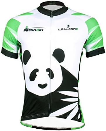 KMFEEL Cute Panda with Bamboo Invisible Zipper Women Short Sleeve Cycling Jersey XL