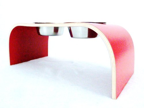 Red-Raised-Dog-Bowl-Holder-Medium-Handmade-in-the-UK