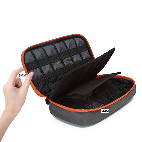 BAGSMART Kompakte Eletronik Kabeltasche Doppelte Fächer für USB Sticks, Kabel, Speicherkarte Grau - 4