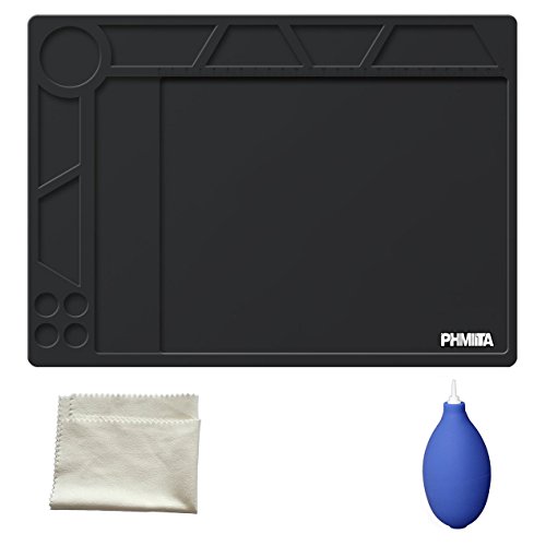 PHIMIITA Silikonmatte Lötmatte Löten Matte hitzebeständig Matte 530℃ 13.8 x 9.8 Zoll Solder Mat für Löten Lötkolben BGA Überarbeitungs-Station Elektronik Reparatur