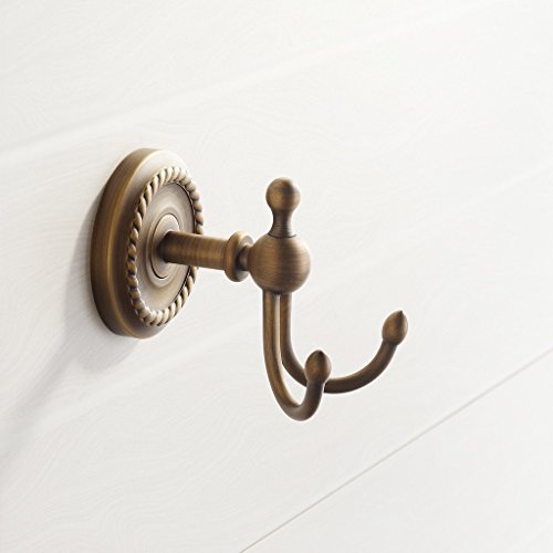 Weare Home Doppel-Hütehaken Mantelhaken Kleiderhaken, Retro Wand Gelb Messing Kupfer Bronze Antik, für Badezubehör - 5