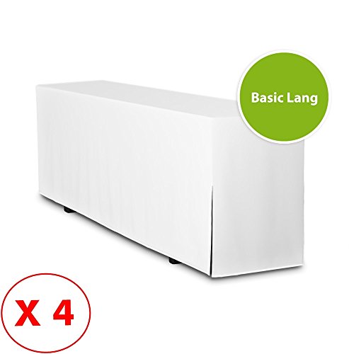 4er Pack Biertischhussen BASIC LANG (nur Tisch 220cm) - (Weiß, 50cm)