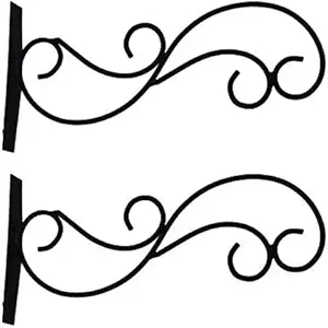 M-Tech Gardens (Set of 2) Hanging Planters Iron Brackets Heavy Duty/Wall Planter Hook/Flower Pot Bird Feeder Wind Chime Lanterns Hanger (40cm x 16cm) (Black)